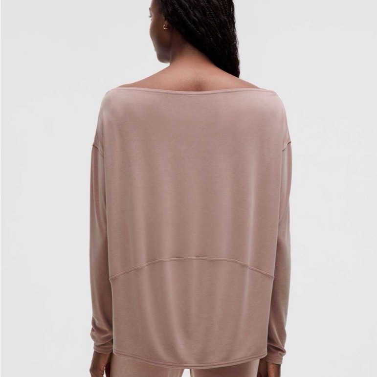 Lululemon Drapey Softstreme Off-The-Shoulder Long-Sleeve Shirt Twilight Rose